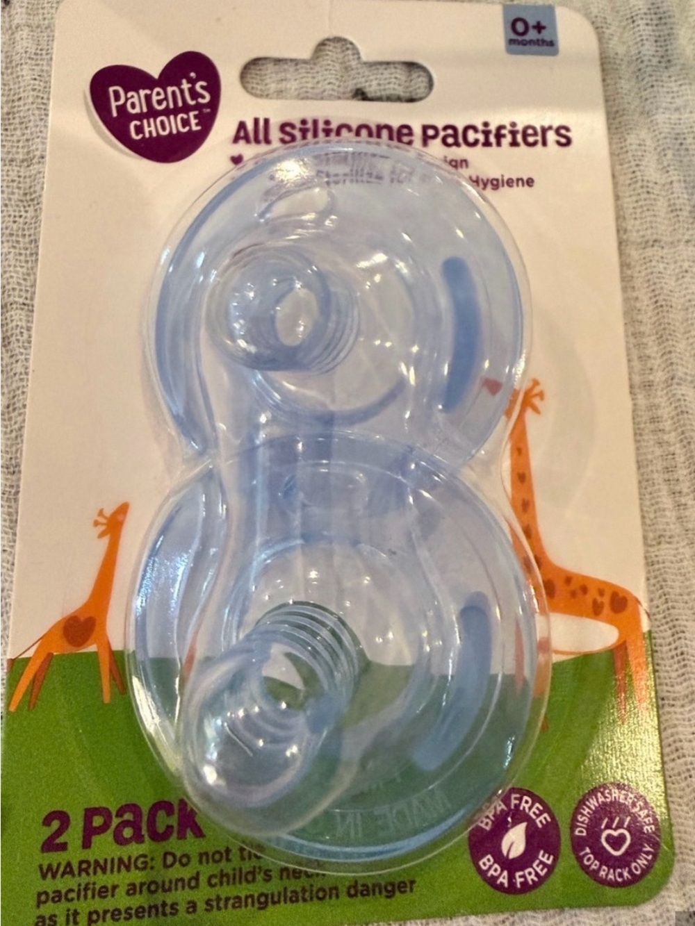 Parents Choice All Silicone Pacifiers - Light Blue (2 Pack)
